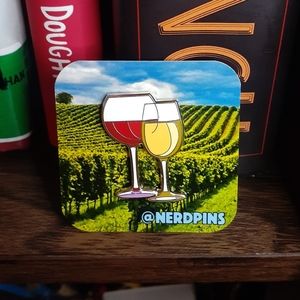 Wine glass enamel pin